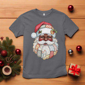 African American Christmas Retro Patchwork Black Santa T Shirt TS11 Charcoal Print Your Wear