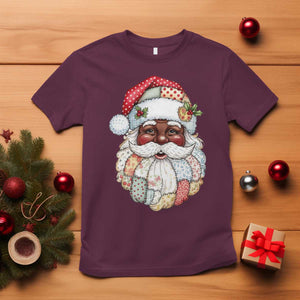 African American Christmas Retro Patchwork Black Santa T Shirt TS11 Maroon Print Your Wear