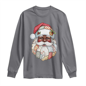 African American Christmas Retro Patchwork Black Santa Long Sleeve Shirt TS11 Charcoal Print Your Wear