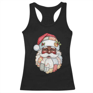 African American Christmas Retro Patchwork Black Santa Racerback Tank Top TS11 Black Print Your Wear