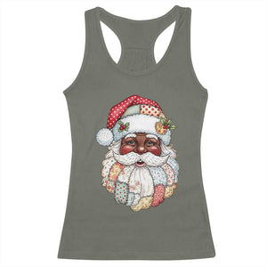African American Christmas Retro Patchwork Black Santa Racerback Tank Top TS11 Military Green Print Your Wear