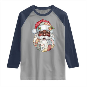 African American Christmas Retro Patchwork Black Santa Raglan Shirt TS11 Sport Gray Navy Print Your Wear