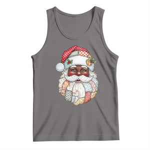 African American Christmas Retro Patchwork Black Santa Tank Top TS11 Deep Heather Print Your Wear