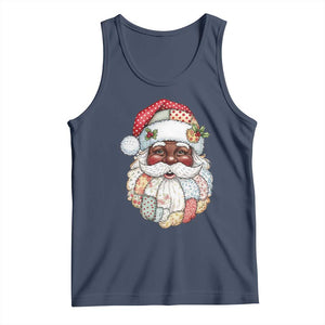 African American Christmas Retro Patchwork Black Santa Tank Top TS11 Navy Print Your Wear