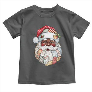 African American Christmas Retro Patchwork Black Santa Toddler T Shirt TS11 Dark Heather Print Your Wear