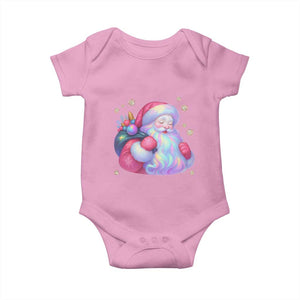 Iridescent Christmas Santa Printed Coquette Xmas Baby Onesie TS11 Light Pink Print Your Wear