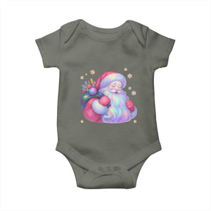 Iridescent Christmas Santa Printed Coquette Xmas Baby Onesie TS11 Military Green Print Your Wear