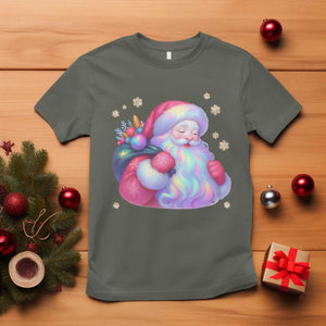Iridescent Christmas Santa Printed Coquette Xmas T Shirt TS11 Military Green Print Your Wear