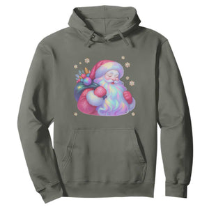 Iridescent Christmas Santa Printed Coquette Xmas Hoodie TS11 Military Green Print Your Wear