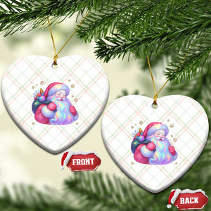 Iridescent Christmas Santa Printed Coquette Xmas Ceramic Ornament TS11 Print Your Wear