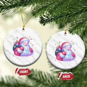 Iridescent Christmas Santa Printed Coquette Xmas Ceramic Ornament TS11 1pc White Marble Print Your Wear