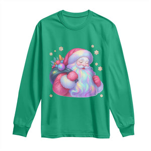 Iridescent Christmas Santa Printed Coquette Xmas Long Sleeve Shirt TS11 Irish Green Print Your Wear