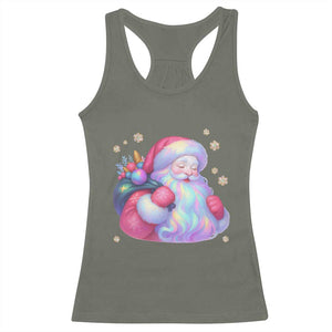 Iridescent Christmas Santa Printed Coquette Xmas Racerback Tank Top TS11 Military Green Print Your Wear