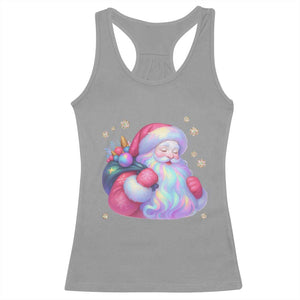 Iridescent Christmas Santa Printed Coquette Xmas Racerback Tank Top TS11 Sport Gray Print Your Wear