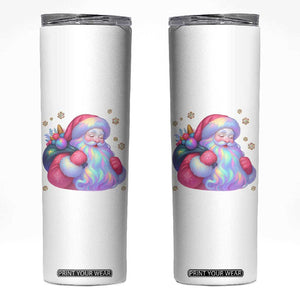 Iridescent Christmas Santa Printed Coquette Xmas Skinny Tumbler TS11 White Print Your Wear