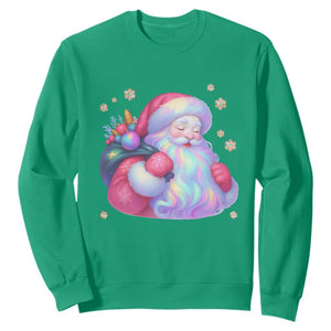Iridescent Christmas Santa Printed Coquette Xmas Sweatshirt TS11 Irish Green Print Your Wear