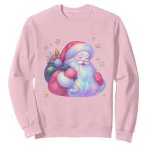 Iridescent Christmas Santa Printed Coquette Xmas Sweatshirt TS11 Light Pink Print Your Wear