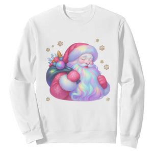 Iridescent Christmas Santa Printed Coquette Xmas Sweatshirt TS11 White Print Your Wear