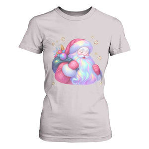Iridescent Christmas Santa Printed Coquette Xmas T Shirt For Women TS11 Ice Gray Print Your Wear
