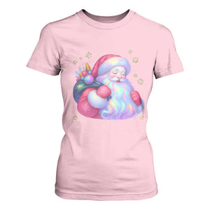 Iridescent Christmas Santa Printed Coquette Xmas T Shirt For Women TS11 Light Pink Print Your Wear