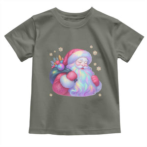 Iridescent Christmas Santa Printed Coquette Xmas Toddler T Shirt TS11 Military Green Print Your Wear