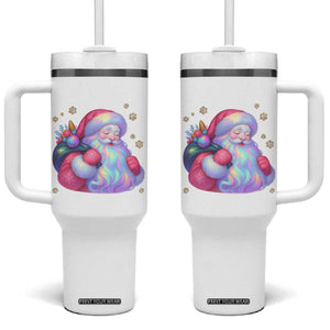 Iridescent Christmas Santa Printed Coquette Xmas Tumbler With Handle TS11 One Size: 40 oz White Print Your Wear
