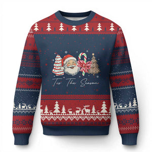 Funny Tis The Season Xmas Ugly Christmas Sweater Xmas Holiday Family Matching Santa Xmas Tree TS11 Navy Red Print Your Wear