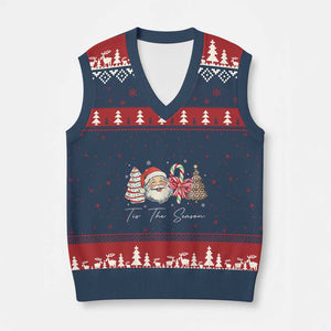 Funny Tis The Season Xmas V-Neck Knit Sweater Vest Xmas Holiday Family Matching Santa Xmas Tree TS11 Navy Red Print Your Wear
