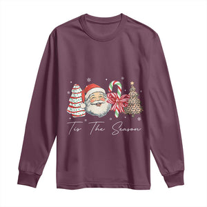 Funny Tis The Season Christmas Long Sleeve Shirt Xmas Holiday Family Matching Santa Xmas Tree TS11 Maroon Print Your Wear