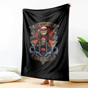 Funny Christmas Motorcycle Santa Throw Blanket Oh What Fun It Is To Ride Xmas Biker TS11 Print Your Wear