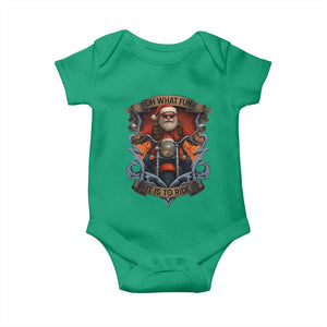 Funny Christmas Motorcycle Santa Baby Onesie Oh What Fun It Is To Ride Xmas Biker TS11 Irish Green Print Your Wear