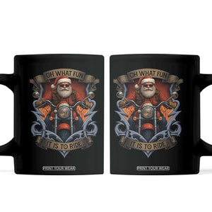 Funny Christmas Motorcycle Santa Coffee Mug Oh What Fun It Is To Ride Xmas Biker TS11 Black Print Your Wear
