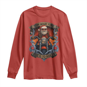 Funny Christmas Motorcycle Santa Long Sleeve Shirt Oh What Fun It Is To Ride Xmas Biker TS11 Red Print Your Wear