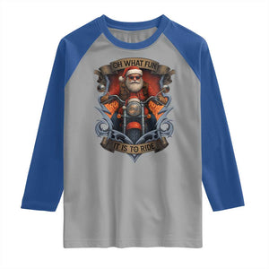 Funny Christmas Motorcycle Santa Raglan Shirt Oh What Fun It Is To Ride Xmas Biker TS11 Sport Gray Royal Print Your Wear