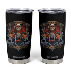 Funny Christmas Motorcycle Santa Tumbler Cup Oh What Fun It Is To Ride Xmas Biker TS11 Black Print Your Wear
