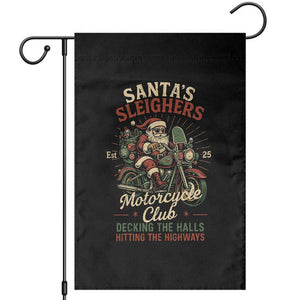 Funny Christmas Motorcycle Biker Garden Flag Santas Sleighers Motorcycle Club Decking The Halls TS11 Black Print Your Wear