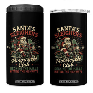 Funny Christmas Motorcycle Biker 4 in 1 Can Cooler Tumbler Santas Sleighers Motorcycle Club Decking The Halls TS11 One Size: 16 oz Black Print Your Wear