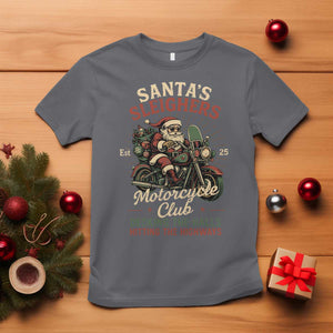 Funny Christmas Motorcycle Biker T Shirt Santas Sleighers Motorcycle Club Decking The Halls TS11 Charcoal Print Your Wear