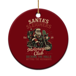 Funny Christmas Motorcycle Biker Ceramic Ornament Santas Sleighers Motorcycle Club Decking The Halls TS11 1pc Red Print Your Wear
