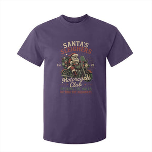 Funny Christmas Motorcycle Biker T Shirt For Kid Santas Sleighers Motorcycle Club Decking The Halls TS11 Purple Print Your Wear