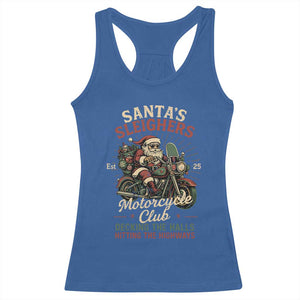 Funny Christmas Motorcycle Biker Racerback Tank Top Santas Sleighers Motorcycle Club Decking The Halls TS11 Royal Blue Print Your Wear