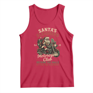 Funny Christmas Motorcycle Biker Tank Top Santas Sleighers Motorcycle Club Decking The Halls TS11 Red Print Your Wear