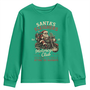 Funny Christmas Motorcycle Biker Youth Sweatshirt Santas Sleighers Motorcycle Club Decking The Halls TS11 Irish Green Print Your Wear