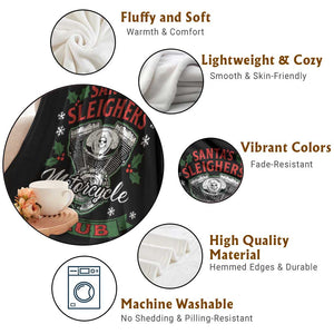 Christmas Motorcycle Biker Throw Blanket Santas Sleighers Motorcycle Club TS11 Print Your Wear