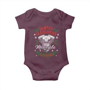 Christmas Motorcycle Biker Baby Onesie Santas Sleighers Motorcycle Club TS11 Maroon Print Your Wear