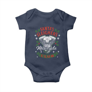 Christmas Motorcycle Biker Baby Onesie Santas Sleighers Motorcycle Club TS11 Navy Print Your Wear
