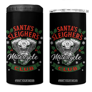 Christmas Motorcycle Biker 4 in 1 Can Cooler Tumbler Santas Sleighers Motorcycle Club TS11 One Size: 16 oz Black Print Your Wear