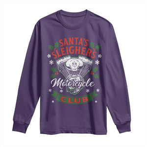 Christmas Motorcycle Biker Long Sleeve Shirt Santas Sleighers Motorcycle Club TS11 Purple Print Your Wear