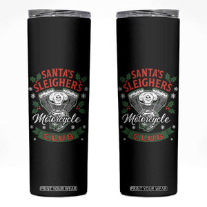 Christmas Motorcycle Biker Skinny Tumbler Santas Sleighers Motorcycle Club TS11 Black Print Your Wear