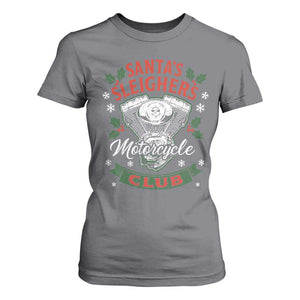 Christmas Motorcycle Biker T Shirt For Women Santas Sleighers Motorcycle Club TS11 Charcoal Print Your Wear